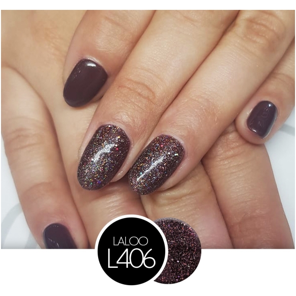 L406 Καφέ-Μελιτζανί σκούρο με ιριδίζον shimmer | Ημιμόνιμο Βερνίκι 7ml