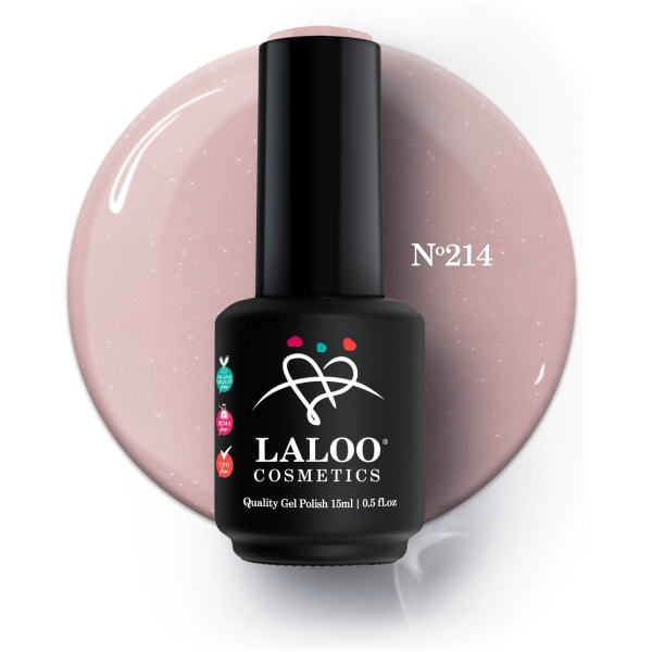 No.214 Ροζ-Nude με shimmer | Ημιμόνιμο Βερνίκι 15ml