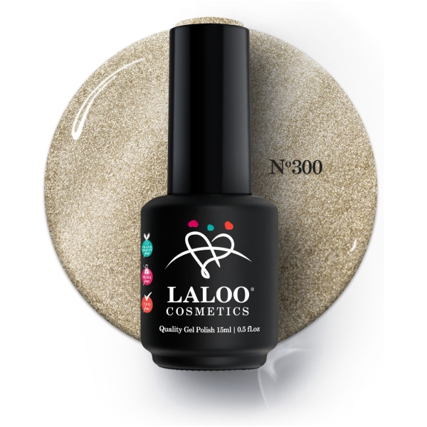 No.300 Light Gold (glitter ψιλόκοκκο) | Ημιμόνιμο Βερνίκι 15ml