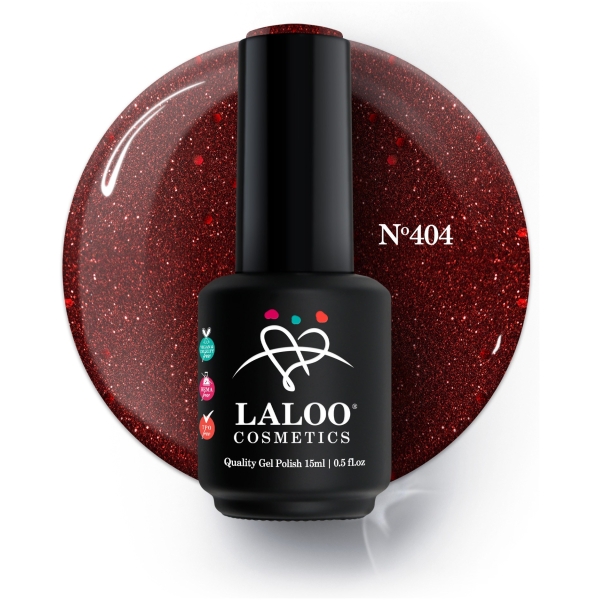 No.404 Κόκκινο βαθύ με glitter | Ημιμόνιμο Βερνίκι 15ml