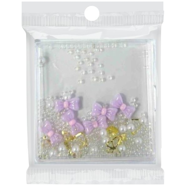 Διακοσμητικά Νυχιών με Πέρλες και Φιογκάκια Μωβ #08