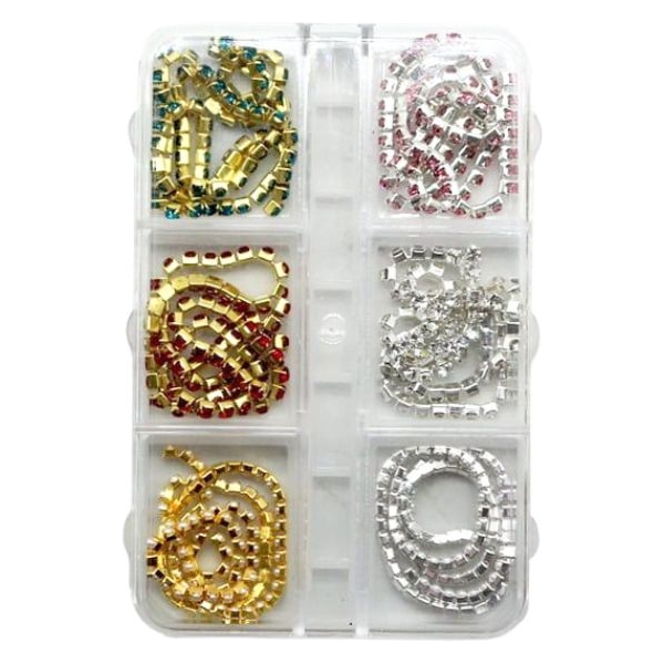 Διακοσμητικές Αλυσίδες Νυχιών με Στρας Πολύχρωμο