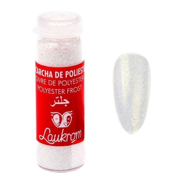 Διακοσμητική Σκόνη Glitter Νυχιών Λευκό Ιριδίζον - Polyester Laukrom 8g