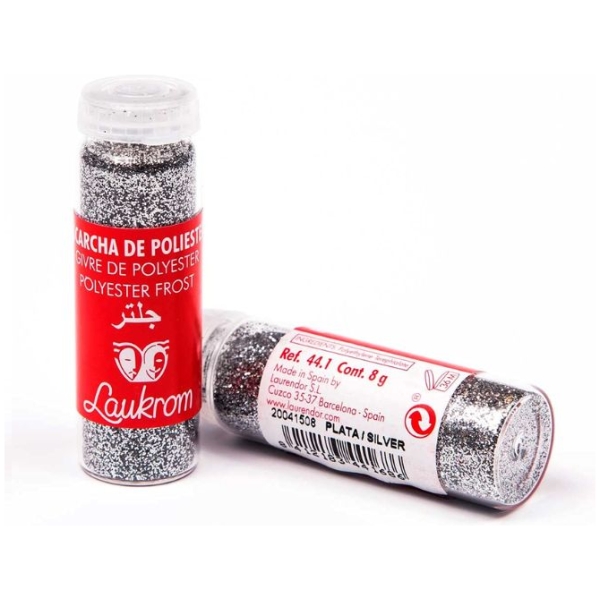 Διακοσμητική Σκόνη Glitter Νυχιών Silver - Polyester Laukrom 8g
