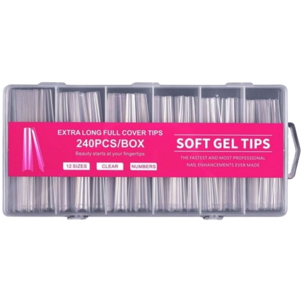 Extra Long Gel Tips Coffin Ballerina 240pcs