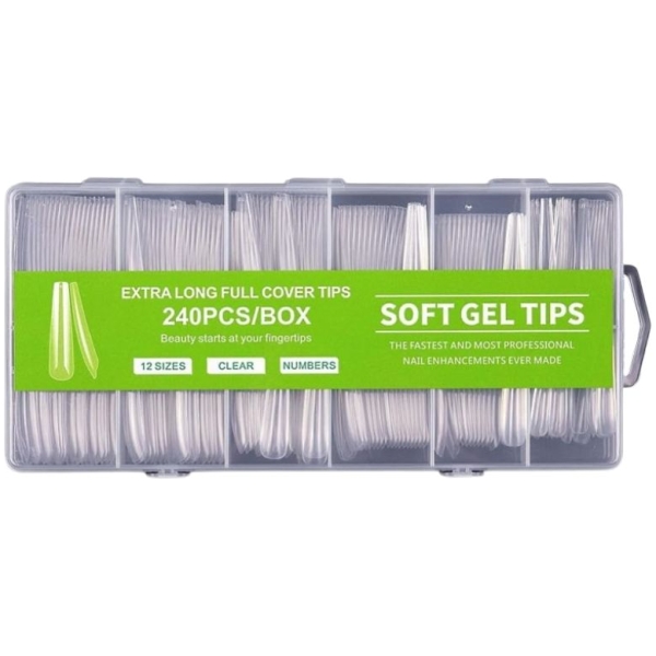 Extra Long Gel Tips Coffin Ballerina Full Cover 240pcs