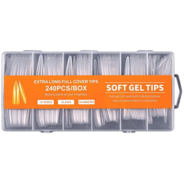 Extra Long Gel Tips Stilleto Half Cover 240pcs