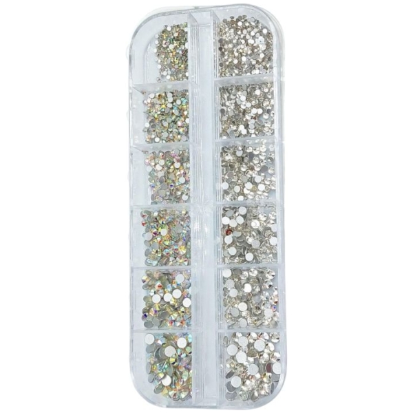 Kασετίνα Strass Νυχιών Ασημί Ιριδίζον