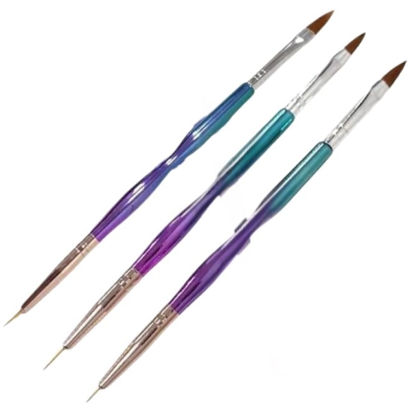 Πινέλα Νυχιών Διπλής Όψης Nail Art - 3τμχ