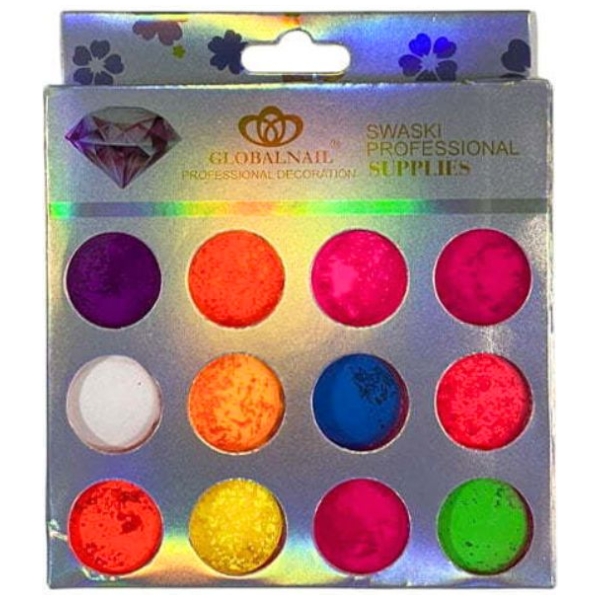 Σετ 12 βαζάκια Globalnail Pigment Σκόνη Νυχιών