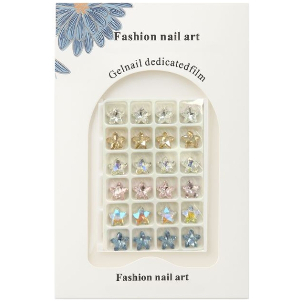 Σετ Διαμαντάκια Αστεράκια Nail Art – 24τμχ Διάφορα Χρώματα