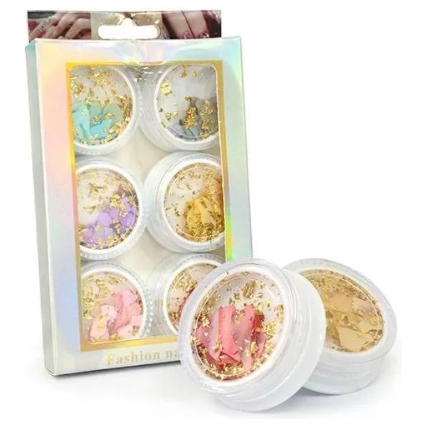 Σετ Διακοσμητικά Νυχιών Fashion Nail Art με Λεπτά Φύλλα & Χρυσό Glitter