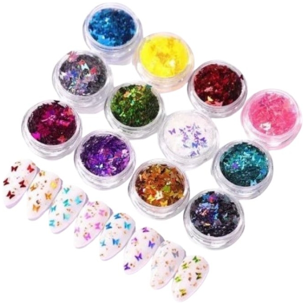 Σετ Διακοσμητικά Νυχιών Πεταλούδες Foil - 12 Χρώματα