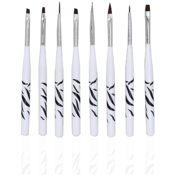 Σετ Πινέλα Nail Art White - 8τμχ