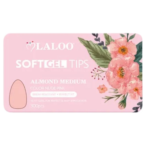 Soft Gel Tips Almond Medium Nude Pink 300τμχ.