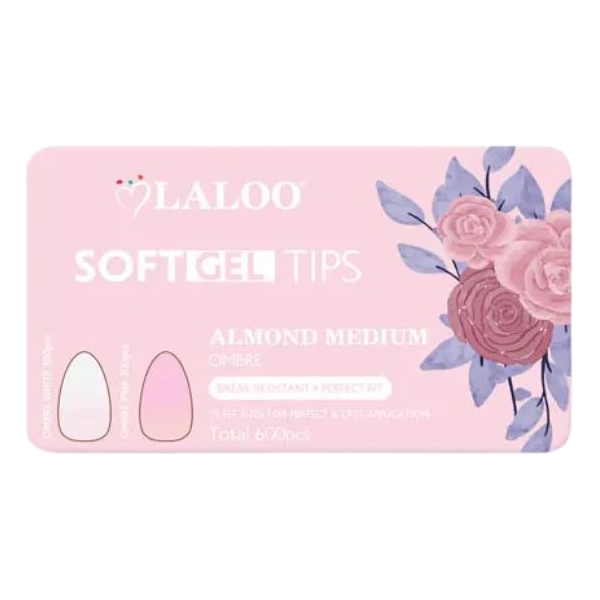 Soft Gel Tips Almond Medium Ombre 600τμχ.