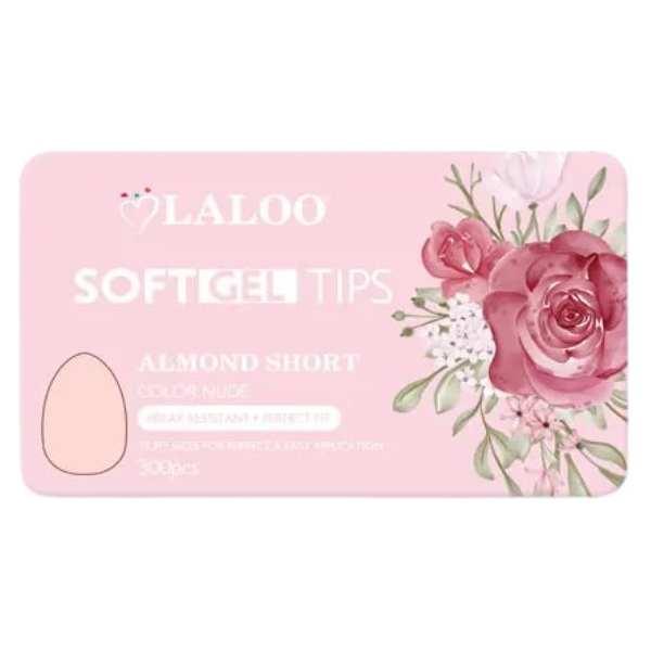 Soft Gel Tips Almond Short Nude 300τμχ.
