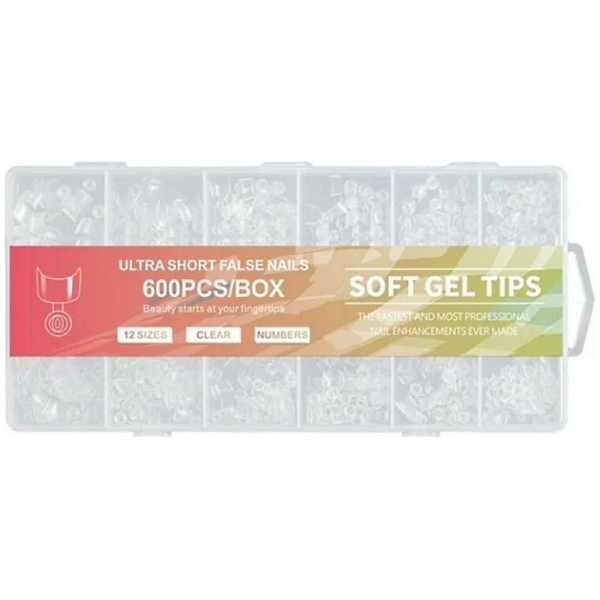 Soft Gel Tips Clear Ultra Short 600pcs