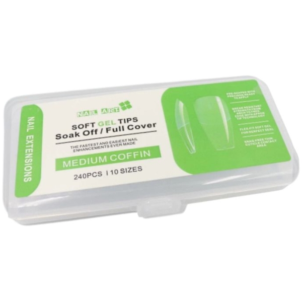 Soft Gel Tips Medium Coffin 240pcs