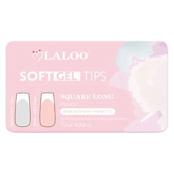 Soft Gel Tips Square Long French 600τμχ.