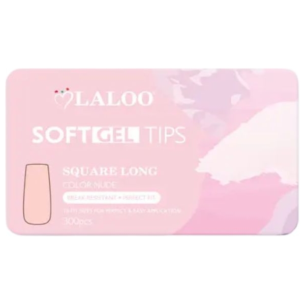 Soft Gel Tips Square Long Nude 300τμχ.