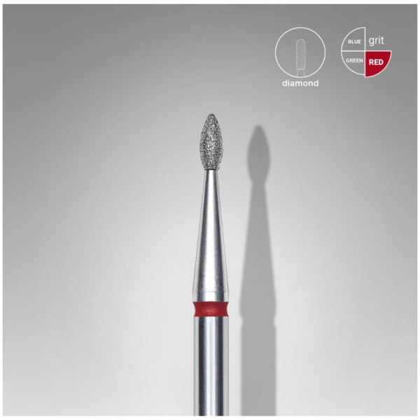 Diamond nail drill bit drop red EXPERT head diameter 1,6 mm / working part 4 mm