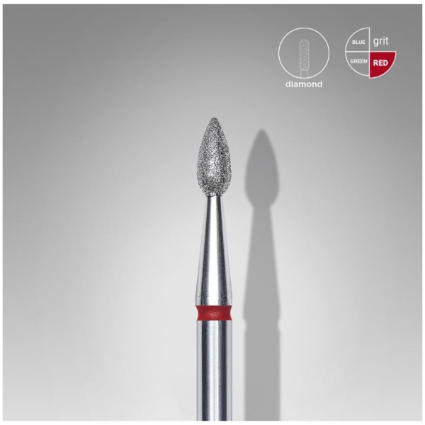 Diamond nail drill bit drop red EXPERT head diameter 2,3 mm / working part 5 mm