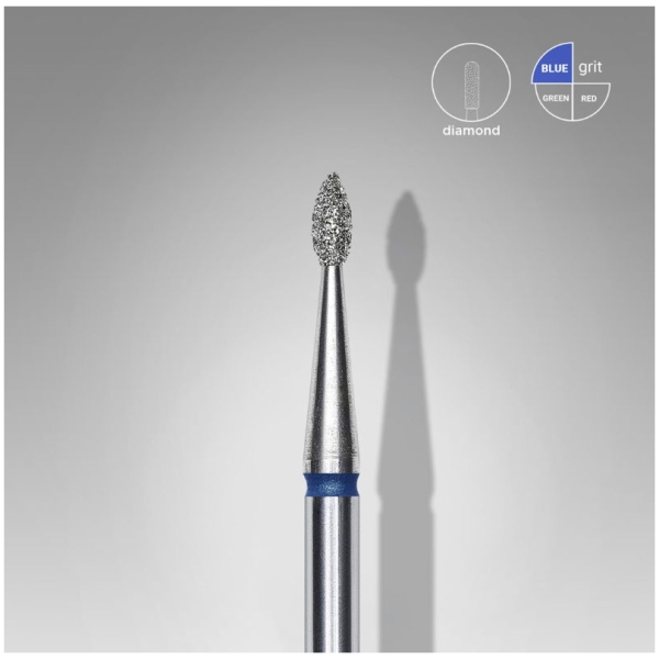 Diamond Nail Drill Bit Flame Blue EXPERT head diameter 1,6 mm / Working part 4 mm