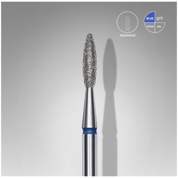 Diamond Nail Drill Bit Flame Blue EXPERT Head Diameter 2,1 mm / Working Part 8 mm