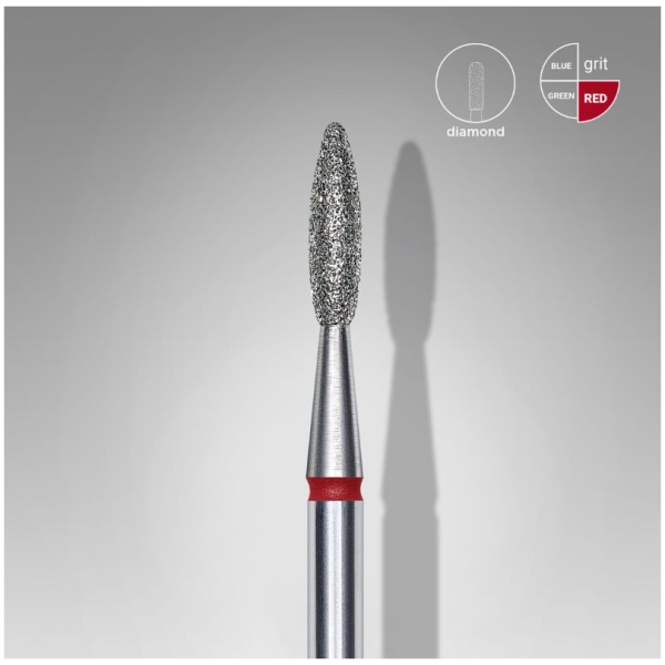 Diamond nail drill bit flame red EXPERT head diameter 2,1 mm / working part 8 mm