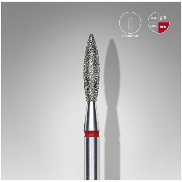 Diamond nail drill bit flame red EXPERT head diameter 2,3 mm / working part 10 mm