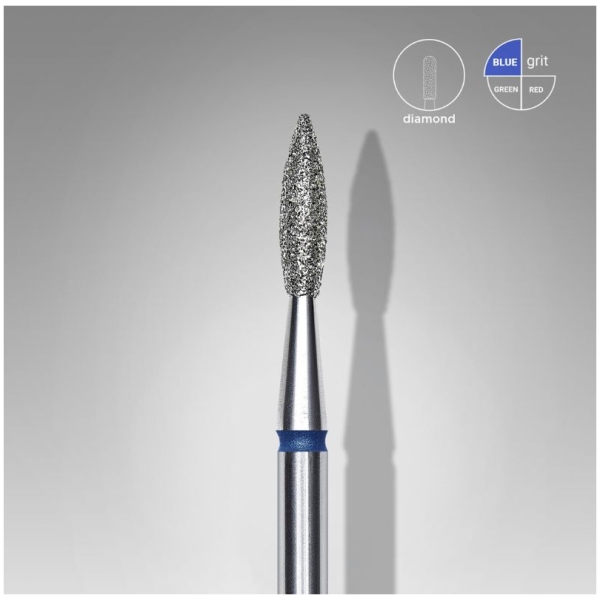 Diamond Nail Drill Bit Pointed Flame Blue EXPERT head diameter 2,1 mm / Working part 8 mm