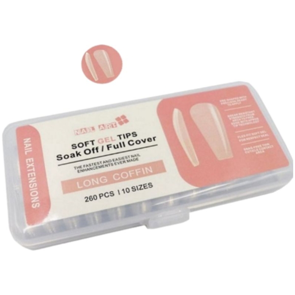 Soft Gel Tips Long Coffin 240pcs