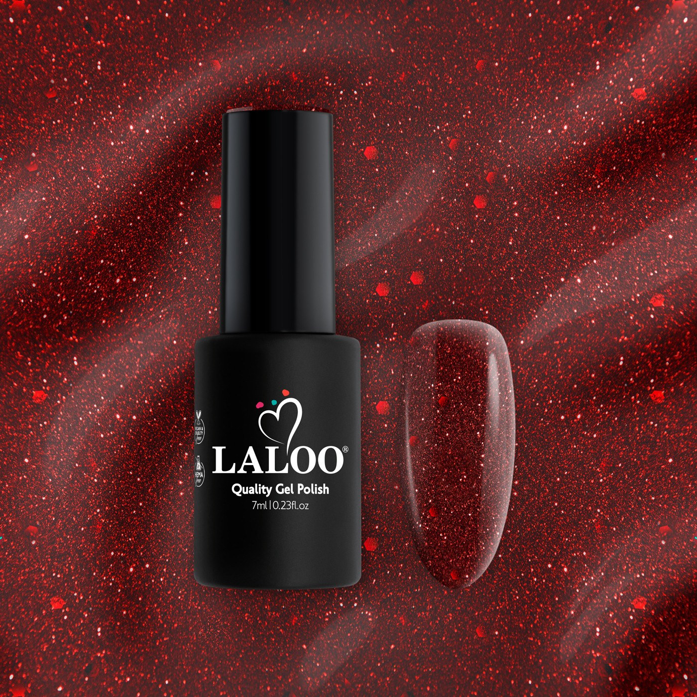 L404 Κόκκινο βαθύ με glitter | Ημιμόνιμο Βερνίκι 7ml