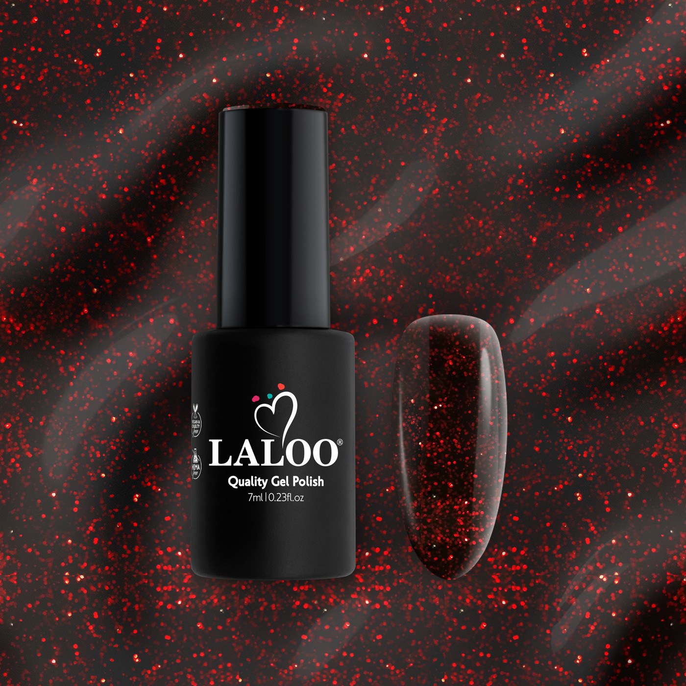 L454 Κόκκινο σκούρο πολύ glitter | Ημιμόνιμο Βερνίκι 7ml